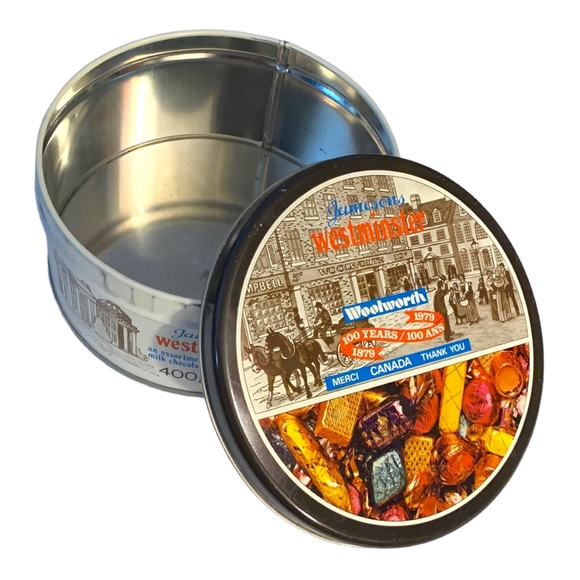 VTG Jamesons Westminster Woolworth 100 Years Canada Collectible Metal Tin - Picture 5 of 7